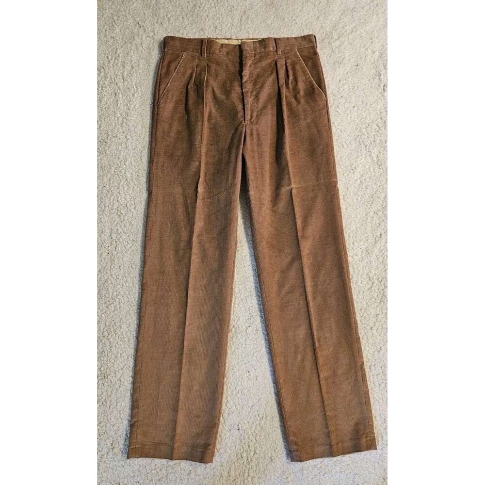 Vintage 1981 Levis Mens 32x32 Made In USA Trimcut Corduroy Pleated Pants Brown